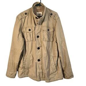 Old Navy Safari Jacket Men's XL Tan Utility Chore Zip Button Up Pockets Military